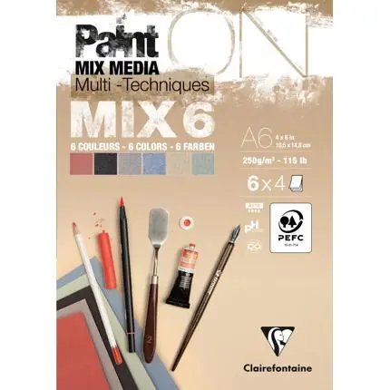 Clairefontaine Paint on – Mix6 kleur A6 250gr Lage Kosten