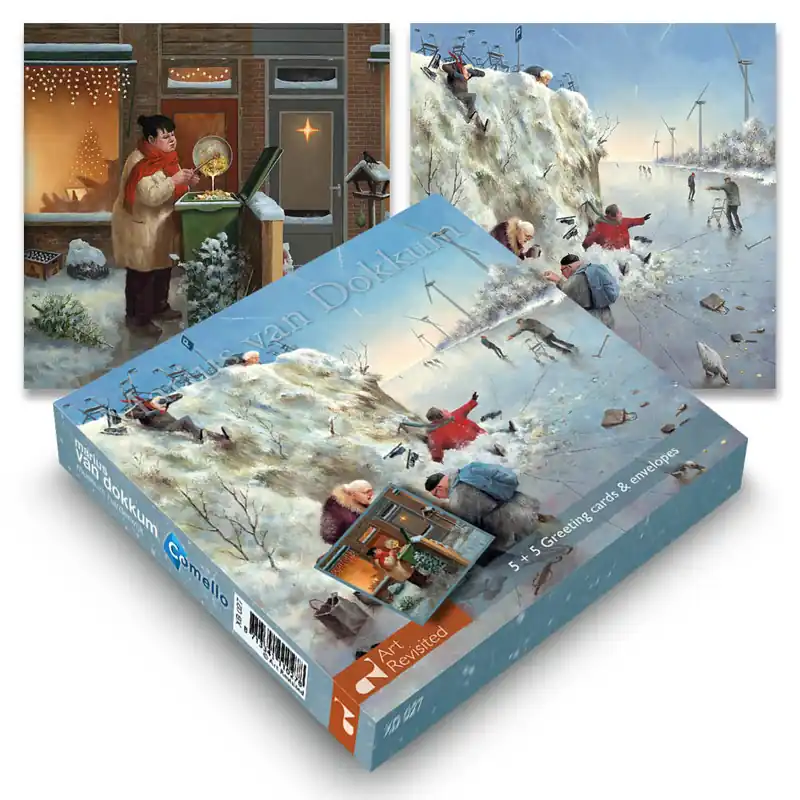 Gecertificeerd Kerstkaartenset – Marius van Dokkum – ijspret/voedselverspilling