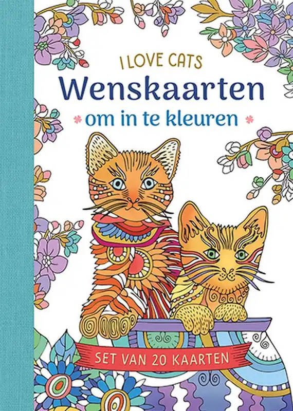 Wenskaarten om in te kleuren – I love cats Flitsaanbieding
