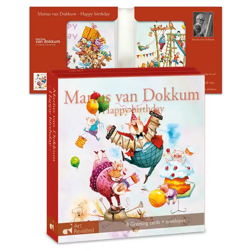 Actieprijs Wenskaartenset 8 kaarten – Marius van Dokkum – Happy Birthday