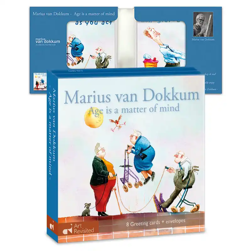 Bestel Nu Wenskaartenset 8 kaarten – Marius van Dokkum – Age is a matter of mind