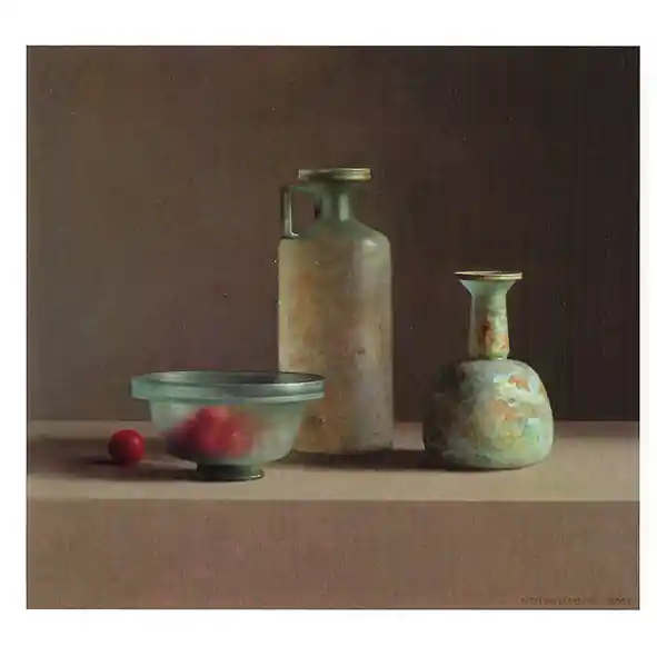 Dagaanbieding Wenskaart Henk Helmantel – Romeins glas met tomaatjes – 15 x 15