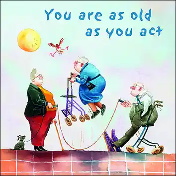 Wenskaart blic Marius van Dokkum – You are as old as you act – 12 x 12 Must-Have