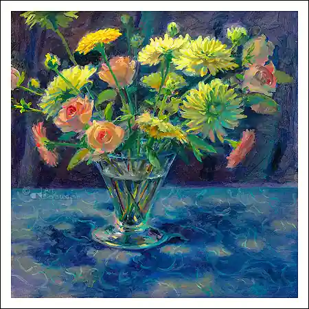Weekendaanbieding Wenskaart Keimpe van der Kooi – Dahlia's & Rozen – 15 x 15