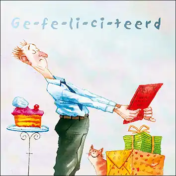 Wenskaart blic Marius van Dokkum – ge-fe-li-ci-teerd – 12 x 12 Gratis Verzending
