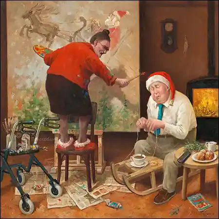 Beperkt Aanbod Wenskaart Marius van Dokkum – Ho, ho, ho… Wakker blijven! – 15 x 15