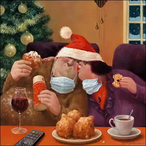 Laatste Versie Wenskaart Marius van Dokkum – Xmas hug – 15 x 15