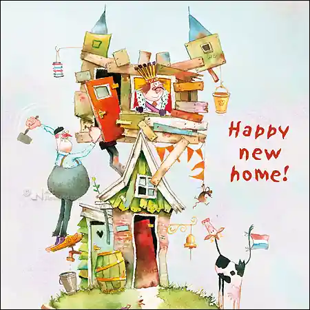 Gratis Verzending Wenskaart blic Marius van Dokkum – Happy new home – 12 x 12