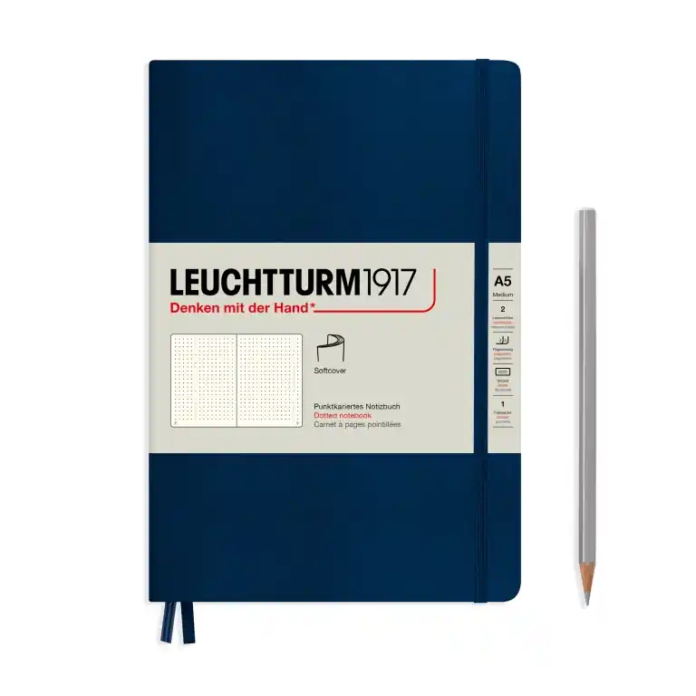 Finale Uitverkoop Leuchtturm1917 medium softcover – dotted – navy
