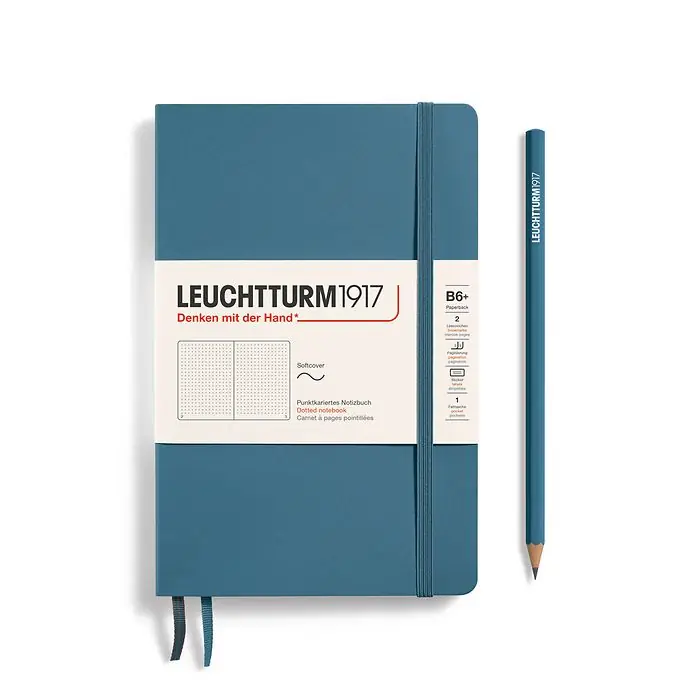Leuchtturm1917 hard cover B6+ dotted – stone blue Snelle Levering