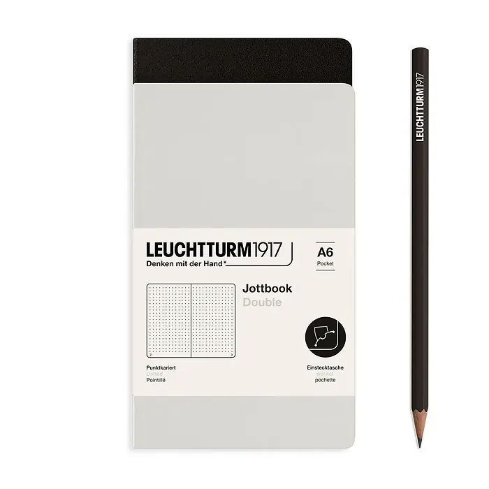Beperkt Aanbod Leuchtturm1917 jottbook pocket – dotted – light grey/black