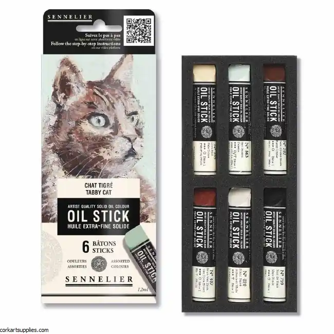 Sennelier Oil stick – set 6 Tabby cat Snelle Levering