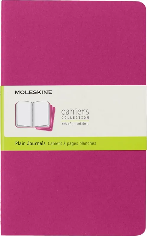 Goedkoop Moleskine cahiers set of 3 – plain journals large Kinetic Pink