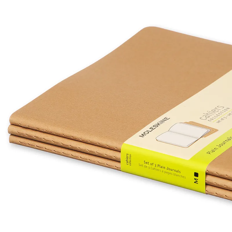 Moleskine cahiers set of 3 – plain journals XL kraft Merkproduct