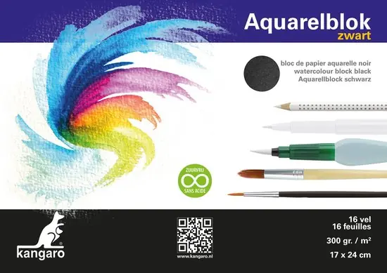 Kangaro aquarelpapier 17×24 300 gram – zwart Koopje