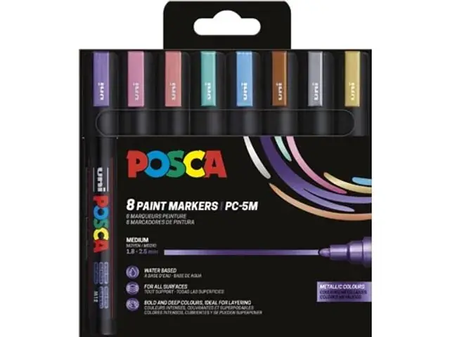 Merkproduct Posca acrylmarker – set metallic 8x PC-5M