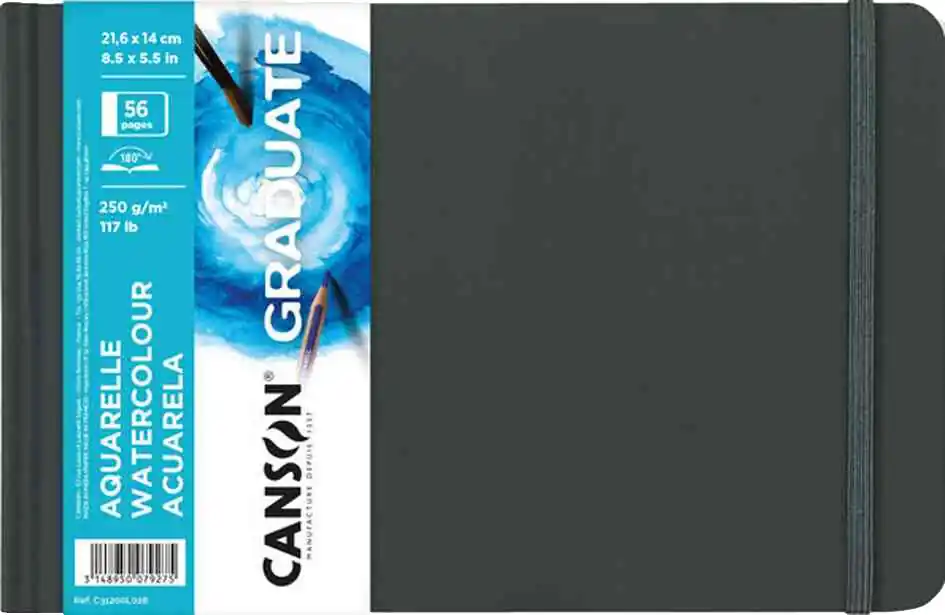 Express Levering Canson graduate – Aquarelle A5 donkergrijs hardcover – landscape