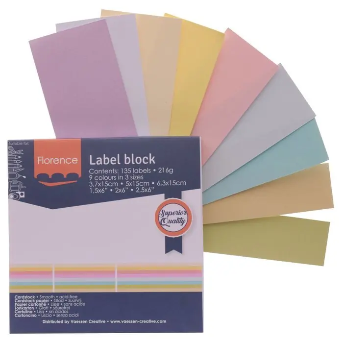 Vaessen Creative Florence label block – pastels Beperkt Aanbod