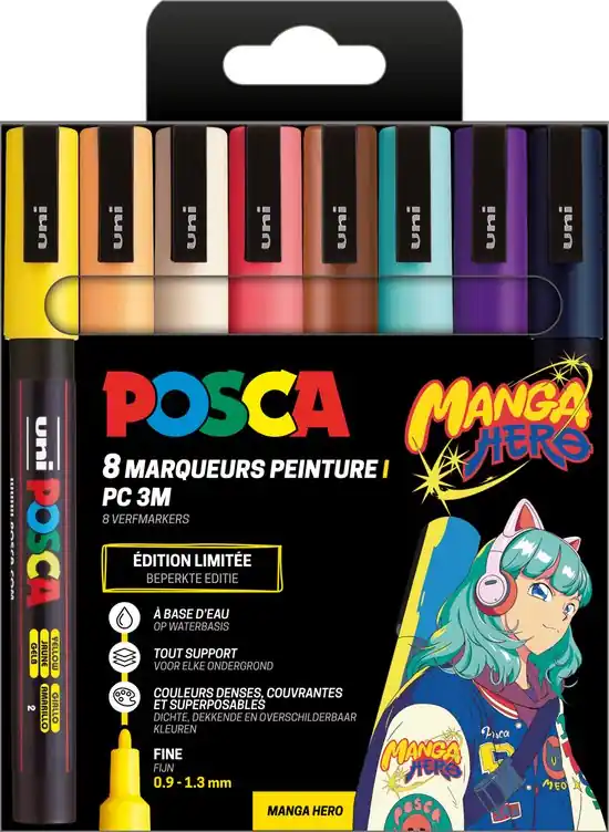 Posca acrylmarker – PC-3M – set 8 manga – limited editon Betaalbaar
