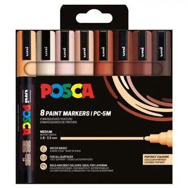 Posca acrylmarker – PC-5M set 8 portret kleuren Voordeelprijs