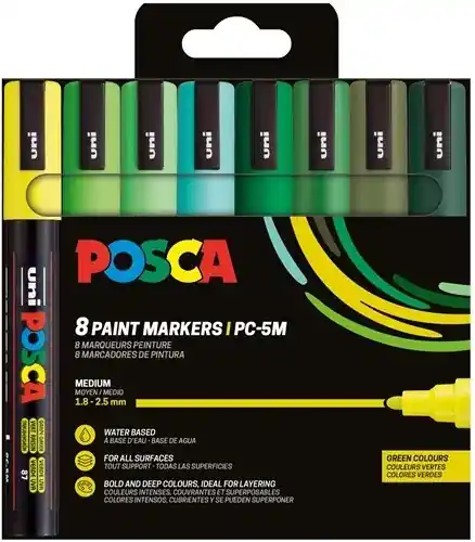Weekendaanbieding Posca acrylmarker – PC-5M set 8 groen tinten – limited edition