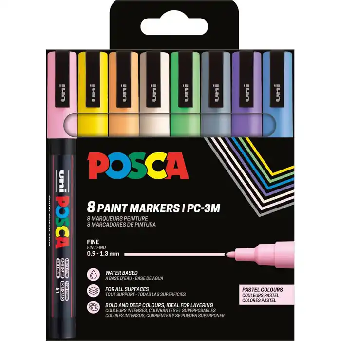 Merkproduct Posca acrylmarker – PC-3M – 8 pastel