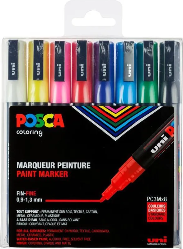 Weekendaanbieding Posca acrylmarker – PC-3M 8 basis