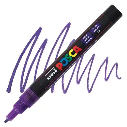 Posca acrylmarker – PC-3M 0.9-1.3mm – 12 glitter paars Meest Verkocht