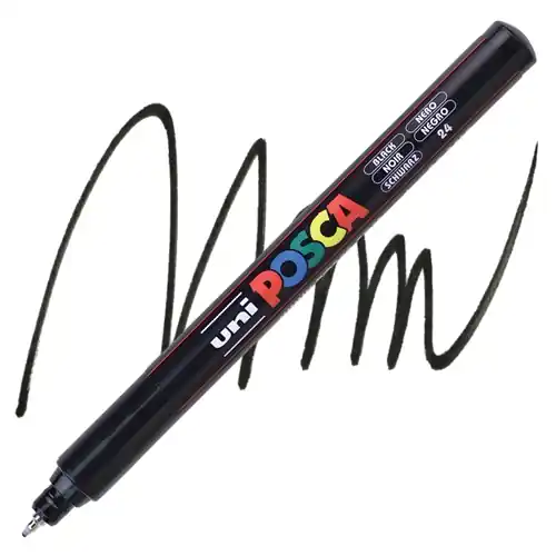 Posca acrylmarker – PC-1MR 0.7mm – 24 zwart Flitsaanbieding