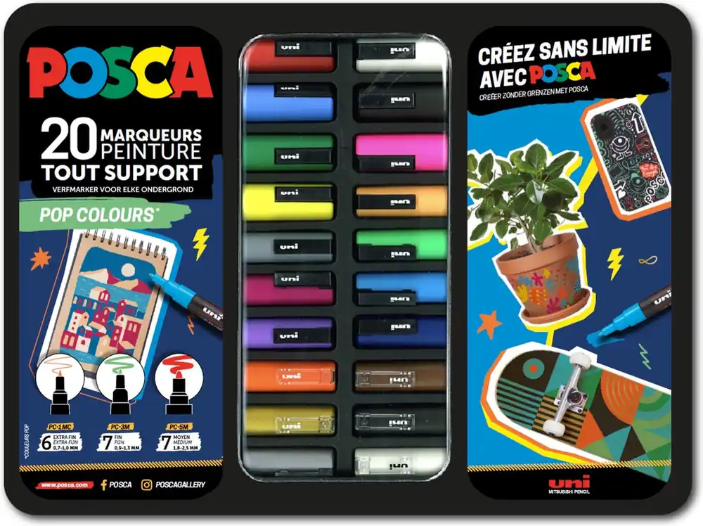Direct Verzonden Posca acrylmarker – blik pop colours
