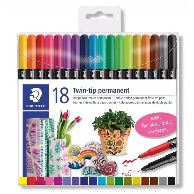 Korting Staedtler twin-tip permanent stift set 18