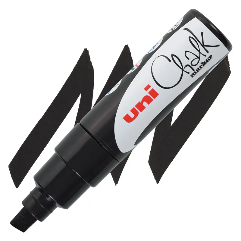 Uni-ball chalk krijtmarker met schuine punt – 8K zwart Direct Beschikbaar