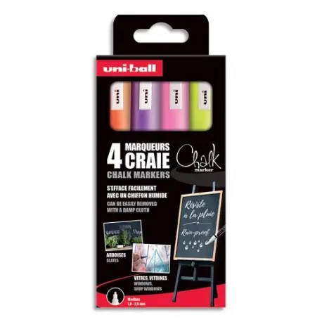 Etui met 4 Uni-ball chalk krijtmarker met conische punt medium Express Levering