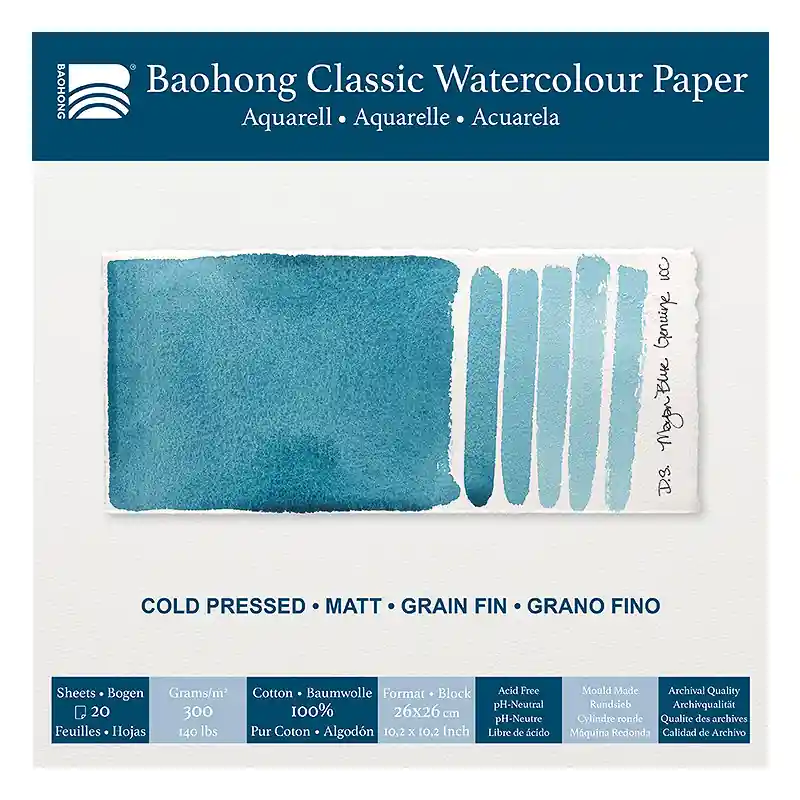 Aanbieding Baohong classic watercolour paper – cold pressed – 26×26