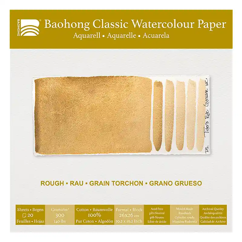 Baohong classic watercolour paper – rough – 26×26 Flitsaanbieding
