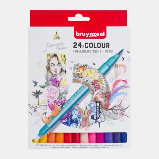 Bruynzeel fineliner/brushpen – set 24 Gratis Retour