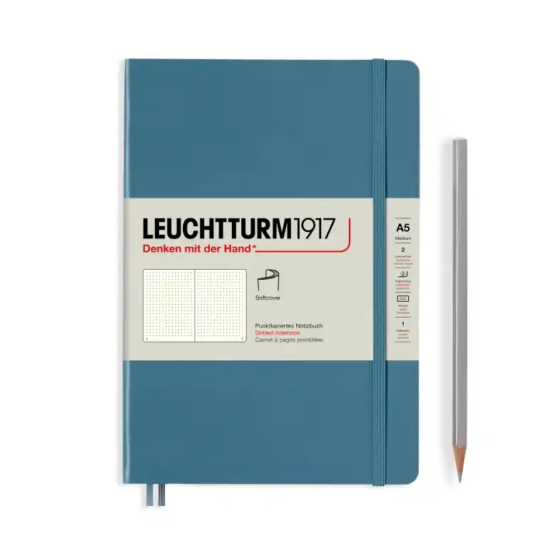 Leuchtturm1917 soft cover medium A5 Stone blue dotted Lage Prijs