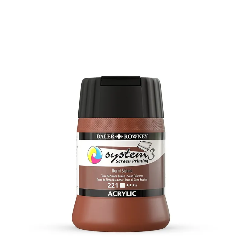 DalerRowney System3 screenprinting Acryl 250ml – 221 burnt sienna Bestel Nu