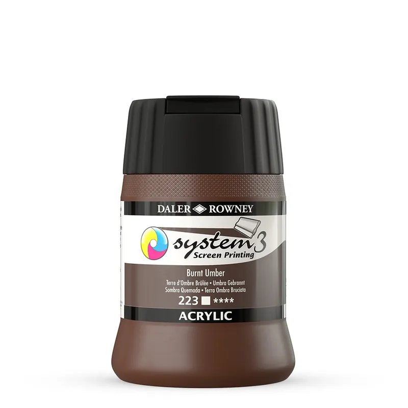 Meest Verkocht DalerRowney System3 screenprinting Acryl 250ml – 223 Burnt Umber