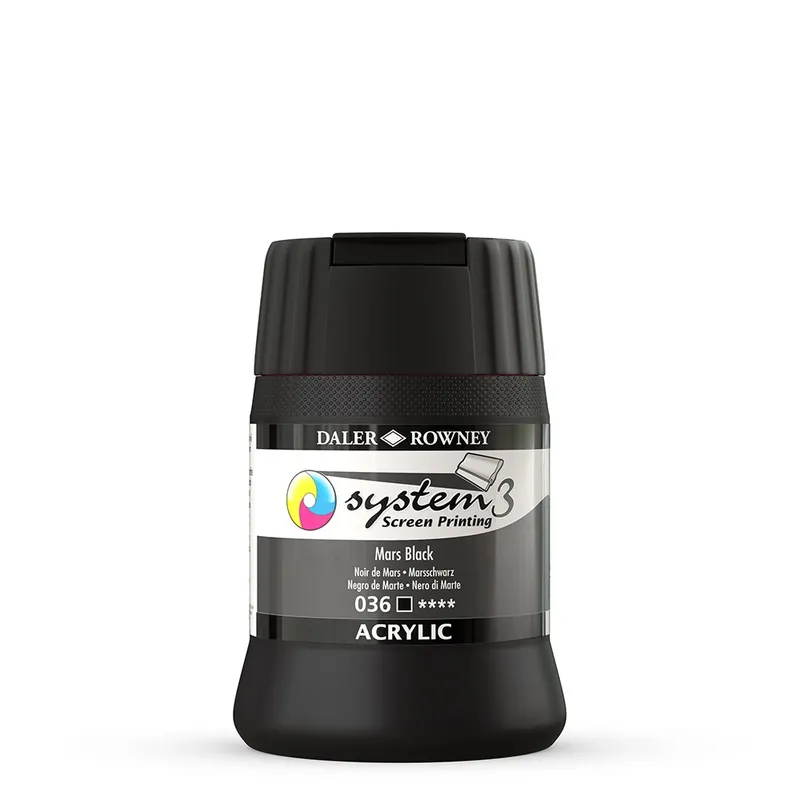 DalerRowney System3 screenprinting Acryl 250ml – 036 Mars Black Beperkte Voorraad