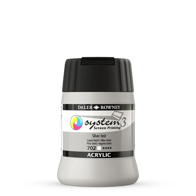 Aanbieding DalerRowney System3 screenprinting Acryl 250ml – 702 Silver Imit