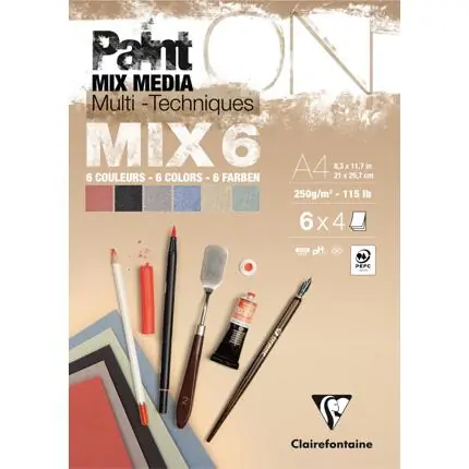Clairefontaine Paint on – Mix6 kleur A4 250gr Lage Prijs