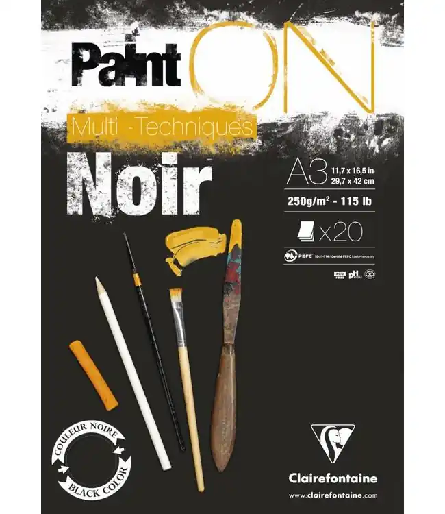 Clairefontaine Paint on – noir A3 250gr Express Levering