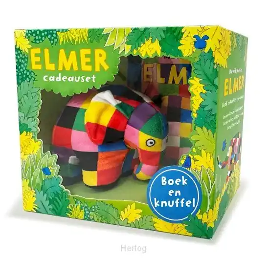 Koopje Elmer boek en knuffel cadeauset