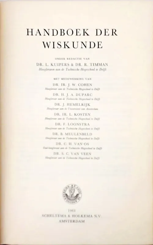 Handboek der wiskunde - L. Kuijpers, R. Timman Koop Online
