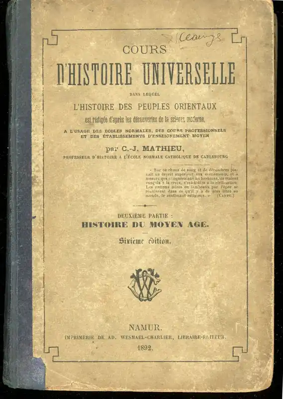 Favoriet Cours d'histoire universelle, histoire du moyen age - C.J. Mathieu