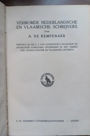 Vermomde Nederlandsche en Vlaamsche schrijvers - A. De Kempenaer Bestel Nu