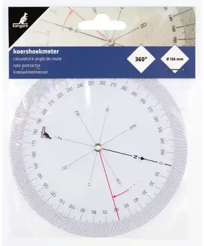Alleen Vandaag Koershoekmeter Kangaro kunststof 126mm transparant