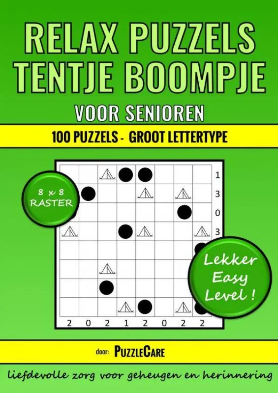 Weekendaanbieding Tentje Boompje Relax Puzzels voor Senioren 8x8 Raster - 100 Puzzels Groot Lettertype - Lekker Easy Level! / Druk 1